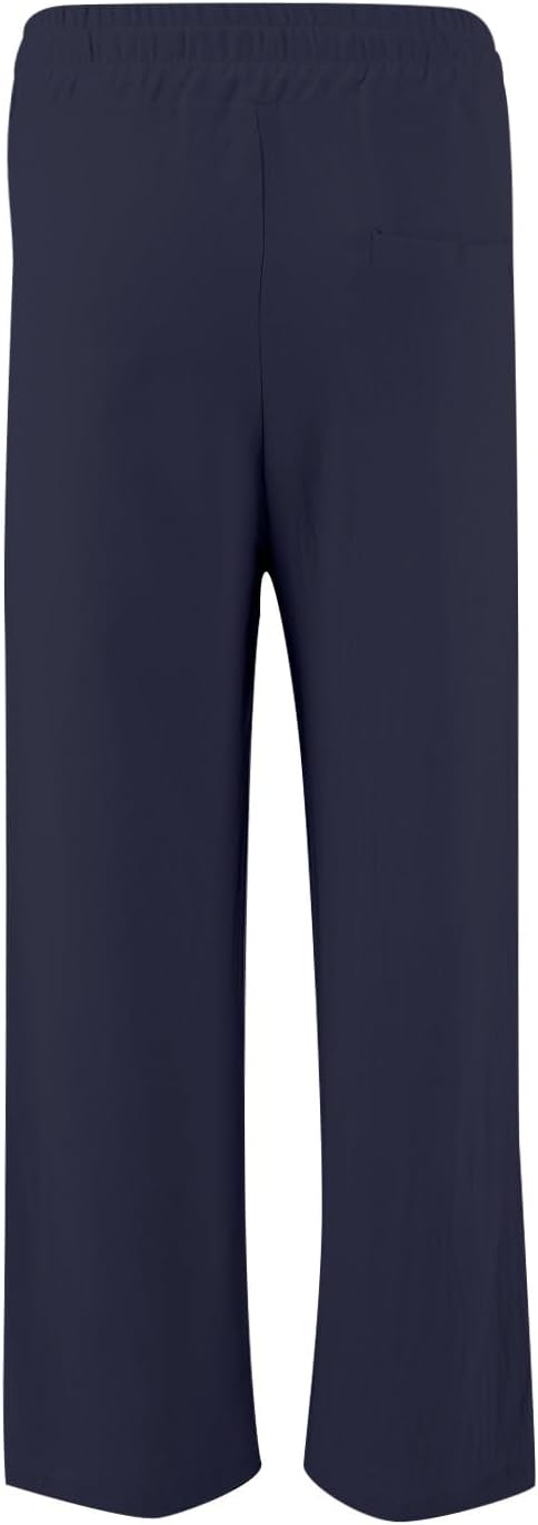 lcyhony Linen Pants Men Summer Casual Elastic Waist Drawstring Beach Pant Relaxed Fit Yoga Travel Lounge Pants with Pockets