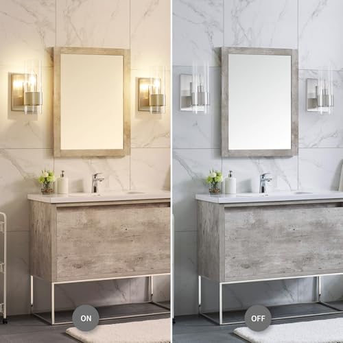 Image of WUZUPS Set of 2 1-Light Bathroom Wall Light Fixture Over Mirror Flat Class Shade Morden Vanity Scones for Bathroom Bedroom Living Room, E12 Base, Brushed Nickel