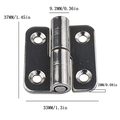 6er-Pack abnehmbares Scharnier 1,5 Zoll 37 x 33 mm kleine Gleitgelenk-Fahnenscharniere abnehmbare Türscharniere 304 Edelstahl Linkshänder (Linkshänder 1.5inch)