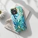 Goodon for iPhone 13 Pro Max Case Cute - Wireless Charging Compatible - Dual-Layer Hard Shell + Silicone Cover - Protective Phone Case with Trendy Designs for Women - Blue Leaves Flower