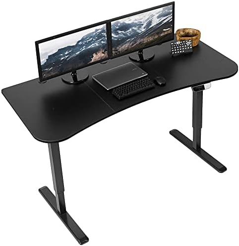 VIVO Electric Height Adjustable 63 x 32 inch Stand Up Desk, Complete Active Workstation with 3 Section Black Table Top, Black Frame, Touch Screen Controller, DESK-KIT-2E1B