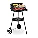 Relaxdays Barbacoa de carbón Vegetal, Parrilla Redonda con Estante y Ruedas, Parrilla de Parrilla de 39,5 cm de Altura, Parrilla de carbón para jardín, Color Negro