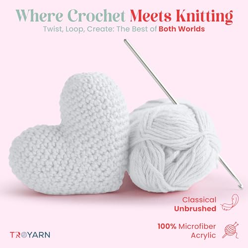 Image of TROYARN Summer (4- Skeins Pack) Silk Effect Hand Knitting Yarn Crochet Art Lace Craft 100% Microfiber Acrylic 4x100 gr (4x383 yds) (105055 - White)