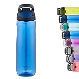 Botella de agua duradera y sostenible sin BPA, copoliéster Tritan translúcido ligero y robusto; botella de agua deportiva completamente segura; las marcas de medición ayudan a medir la ingesta de líquido