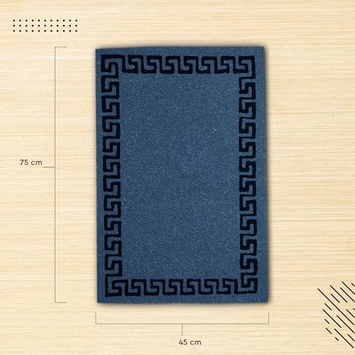 Image of Encasa XO Coir Door Mat for Home Entrance, Anti Slip PVC Back Blue
