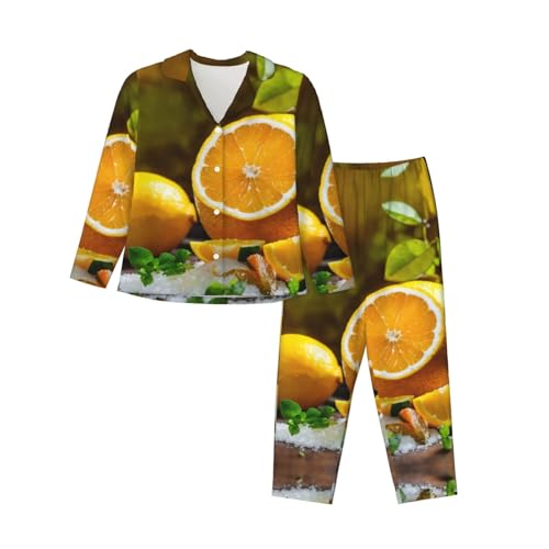 Pyjama imprimé citron EdWal ensemble de nuit jaune idée cadeau tendance femme