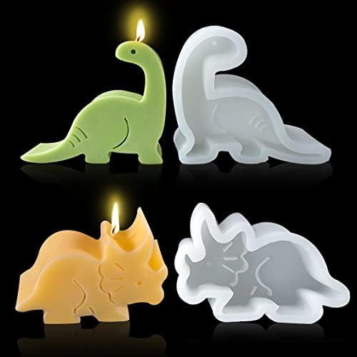 HyzaPhix 2pcs 3D Candle Mold Animal Resin Mold Dinosaur Epoxy Molds Silicone Owl Giraffe Elephant Frog Mould for DIY Craft Handmade Soap Candle Making (D)