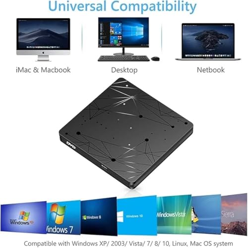 Grabadora ROM y lectora de CD DVD externa con doble cable USB 3.0 y Tipo C 4