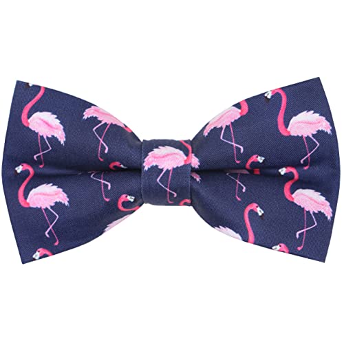 OCIA Cute Pattern Pre-tied Bow Tie Adjustable Bowties for Adult & Children Pink Navy (Flamingo)