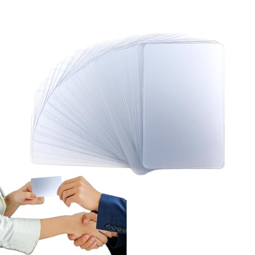 Bustlwor 50 Piezas Tarjetas de Visita en Blanco, Tarjetas de Indice, para Oficina y de Regalo de Bricolaje (Transparente)
