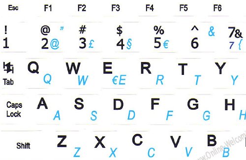 Pegatinas para teclado mini portugués-inglés fondo blanco miniatura 3