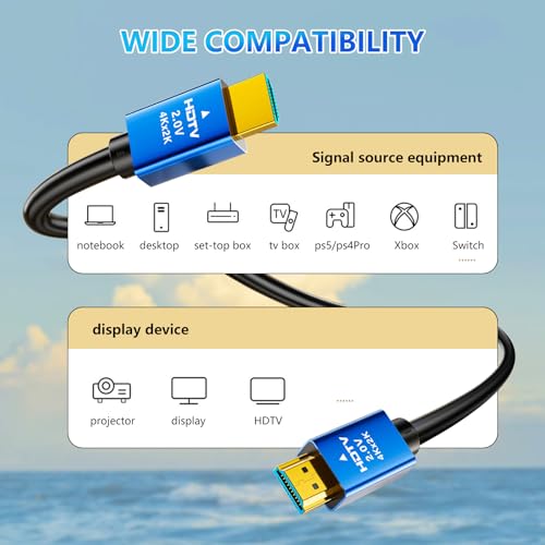 4K HDMI Cable HDMI Cord Ultra High Speed Gold Plated 4K @ 60Hz HDMI Lead Converter,Support HD, 2K, 1080P, ARC & CL3 Rated - Image 4