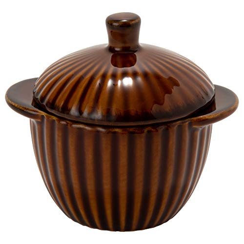 TAMAKI ココット ギャザー ブラウン 直径11.2×奥行8.7×高さ10cm 180ml 電子レンジ・食洗機・オーブン対応 T-764404 - TAMAKI - 商品画像