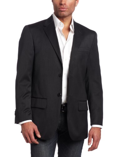 Louis Raphael Men's 2 Button Side Vent Wool Blend Suit Separate Jacket, Charcoal, 42 Short