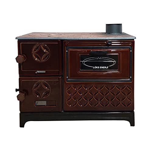 Cast Iron Stove with Oven | Cast Iron Fireplace | Baking Stove Cooker Stove Warming Stove | Tiny House Stove Cabin Stove (Brown Cast Iron Stove)