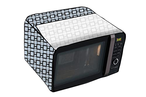 Image of Stylista PVC Microwave Oven Cover for Panasonic 27 L Convection NN-CD684BFDG, Lattice Pattern Grey