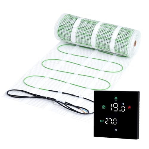 Juego de calefacción por suelo radiante eléctrico ecológico de 100 vatios con control WiFi para una comodidad de bajo consumo energético, 50 m²