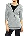 Allegra K Ladies Hooded Pullover Button Decor Tunic Knit Shirt XL Light Grey