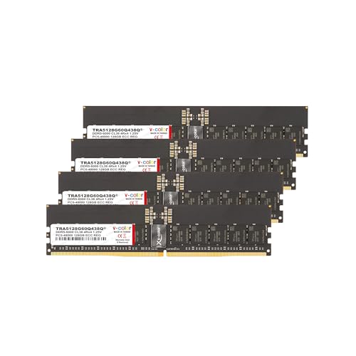 Image of V-Color DDR5 512GB (128GBx4) 6000MHz CL38 4Rx4 OC R-DIMM (Overclocking ECC Registered DIMM) 1.25V Memory Ram for TRX50 Workstation (AMD Expo) (TRA5128G60Q438Q)