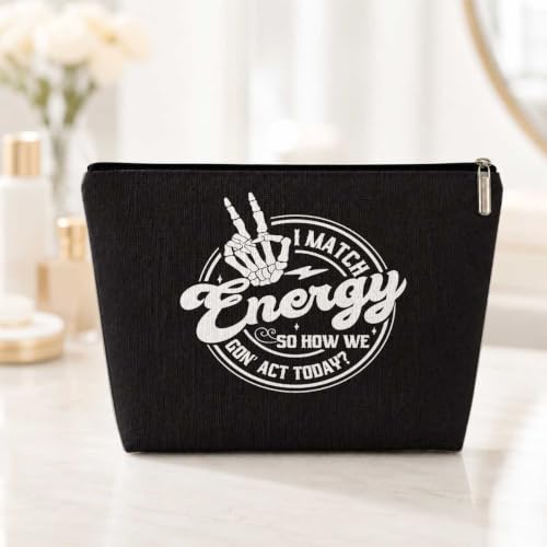 Funny Gifts Tarot Card Skull Skeleton Makeup Bag, Gag Gifts for Women Friends Daughter Coworker Gothic Sarcastic Cosmetic Bag, Graduation Birthday Gift Makeup Pouch Organizer