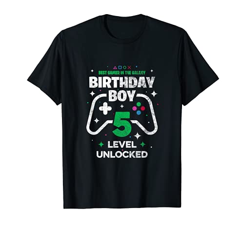 5 Birthday Boy Matching Video Gamer Birthday Party Camiseta