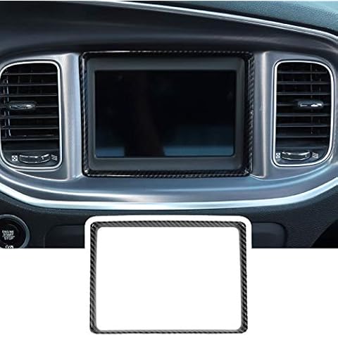 Hoolcar Center Consoles Navigation GPS Dashboard Decoration Trim for 2015-2020 Dodge Charger, Carbon Fiber Cover