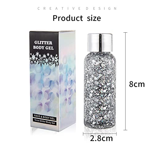 Face Body Glitter Gel, 5 Colors Mermaid Sequins Chunky Glitter Body Gel, Liquid Sparkling Eyeshadow, Face Glitter, Eye Glitter, Body Glitter, Hair Glitters For Stage, Festival, Party Makeup #TOP5