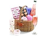 Premium Pamper Hamper - Pamper Gift Set in Basket with Sparkling Presse, Bath Bomb, Shower Wash, Chocolate Bar - Luxury Self Care Gift Basket for Women, from Regency Hampers