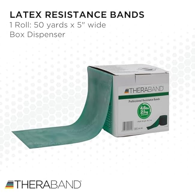 THERABAND Resistance Band, Green, Heavy, 50-Yard Roll, Latex Elastic Band for Exercise, Stretching, Physical Therapy, Yoga, Pilates, Home Workouts, Cut-to-Length, Color-Coded Levels