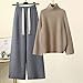 Disimlarl Autumn and Winter Women's Knitted Turtleneck Solid Color Sweater + Wide Leg Pants Suit Black Pants XXXL