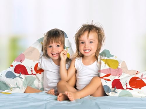 HANS NATUR Bio-Baumwolle Kinderbettwäsche Wale, GOTS Zertifiziert, 135x200 cm / 40x80 cm, Perkal-Stoff – Bild 2