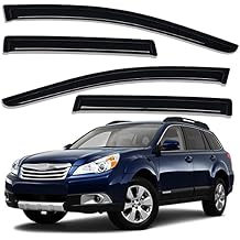 Lightronic Extra Durable Outside-Mount Auto Vent Window Visor, Fits 2010-2014 Subaru Outback, UV Protection Rain Guard, Original Wind Deflector, No-Drill Easy Install, Dark Smoke, 4-Pcs