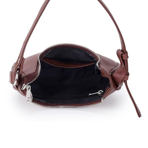 Image of K London Women's Vegan Leather Half Moon Bag | Stylish Black Shoulder Hobo | Compact Baguette Purse for Office, Casual, Party & Travel Use