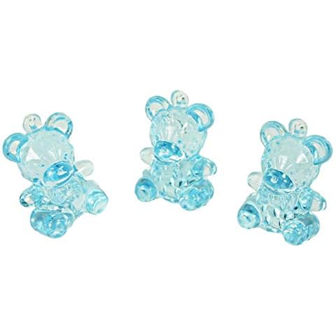 Party Favors Plus 72 Mini Crystal Like Transparent Baby Shower Bears - Blue Cover