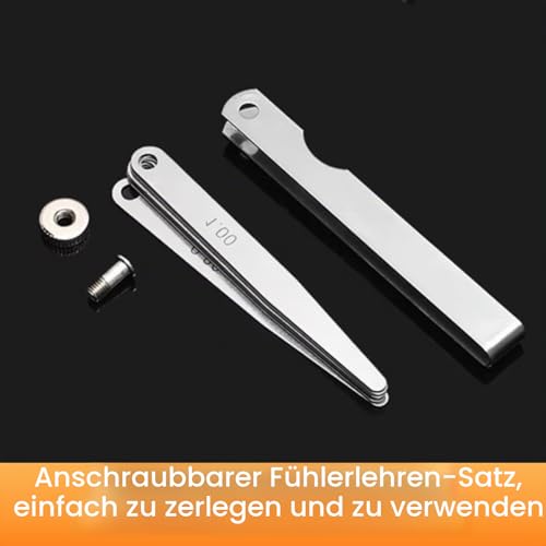 17 Edelstahl Klingen Fühlerlehre, 0.02-1.00 mm Metrisch Hochpräziser Fühlerlehre Faltbares Werkzeug Ventillehre Gap Breite Messwerkzeug für Messung Kolbenringen Bremsbaendern