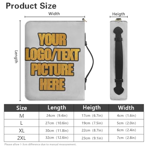 Custom Bible Carrying Cases Holder Tote Bags with Pockets Handles Zipper 10.6"x7.5"x2" Portable Protective Bag for Bible Study Supplies Style623