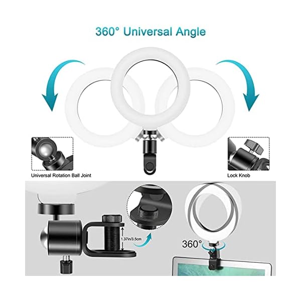 Alliteqwe Ringlicht Laptop Videokonferenzleuchte mit Clip & Stativ Clip-on Beleuchtung – Bild 5
