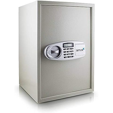 BITUXX® Elektronischer Safe Tresor Wandtresor Wandsafe Geldschrank Möbeltresor Stahlschrank Geldsafe Geldtresor Panzerschrank Dokumententresor Lichtgrau Cover
