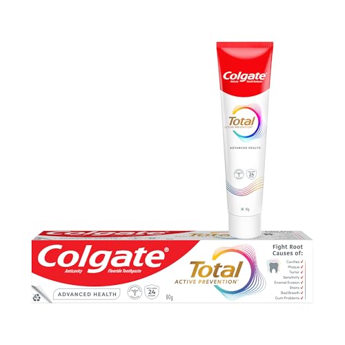 Colgate Total 80gm Advanced Health Antibacterial Toothpaste, Stronger 12-Hour Anti-Germ Protection, Enamel Protection for Whole Mouth Health, World's No. 1* Germ-fighting Toothpaste