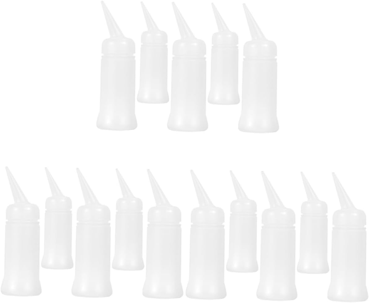 balacoo 15 Pcs Root Comb Applicator Empty Hair Dye Bottles Travel Spray Bottle Soft Applicator Bottle Queezable Applicator Bottle Dry Cleaning Bottle White Hair Care, 18x4.5cm