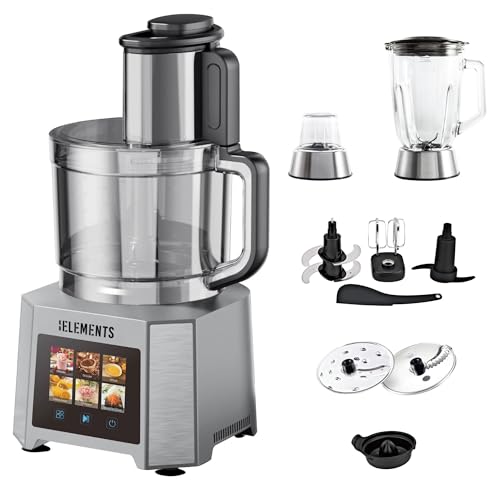 KB ELEMENTS Küchenmaschine - Mixer, Gemüseschreider, 1000W Voll Kupfer Motor, Full Touch Display, 3 Liter Schüßel, Doppelschneideklinge, Edelstahl KB ELEMENTS Küchenmaschine - Mixer, Gemüseschreider, 1000W Voll Kupfer Motor, Full Touch Display, 3 Liter Schüßel, Doppelschneideklinge, Edelstahl