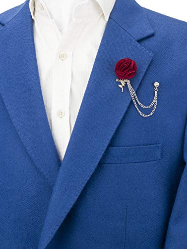 Knighthood Wine Flower Ball Brooch with Silver Stem & Hanging Chain Lapel Pin for Men and Women - Elegant and Stylish Suit Accessory