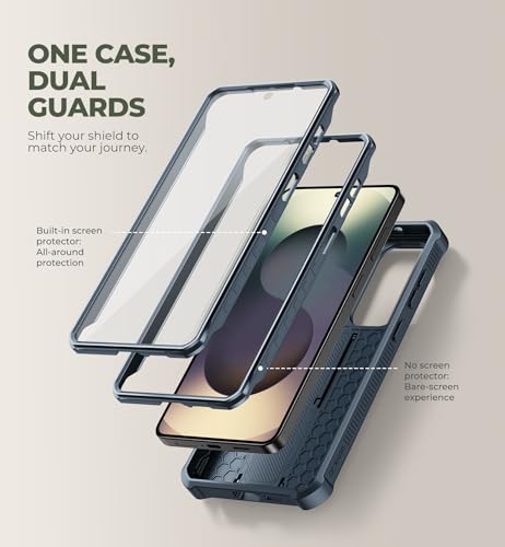 Image of Dexnor for Samsung Galaxy S26+ Plus Case with Upgraded Slide Camera Cover & 2 Front Frames & Built-in Screen Protector & Kickstand, Heavy-Duty Rugged Case Full-Body Protective Cover(2026),Navy Blue