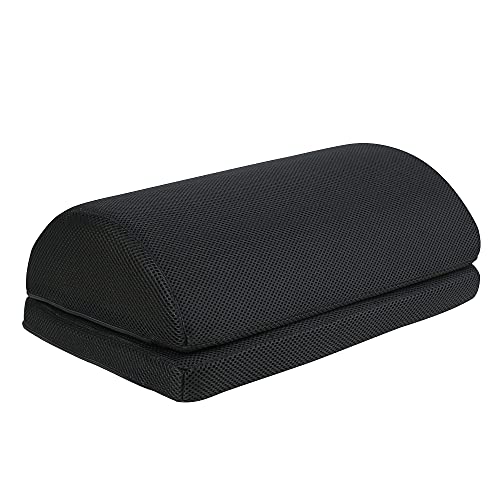 Edaygo Fußstütze Fußkissen Verstellbar mit Zusatzkissen Ergonomisch Rutschfest, für alle Körpergrößen, für Zuhause & Büro, Schwarz Cover