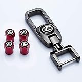 HEY KAULOR 5 Pcs Metal Car Wheel Tire Valve Stem Caps for Lexus 2018 NX300h 2018-2013 ES350 GS350 2016-2013 GS300h GS450h with Key Chain Styling Decoration Accessories