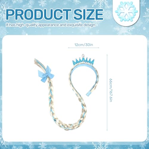 Mädchen Perücken Haarteil, Haarreif Zopf, Eiskönigin Krone Perücke, Langhaar Zöpfe für Kinder, Party & Cosplay Accessoire für Geburtstagsfeiern