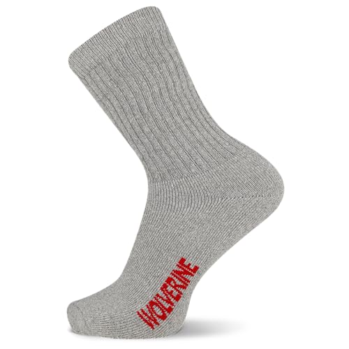 Wolverine Men's 4 Pack Crew Rib Stay Up Top Band Socks, Gray, Sock Size:10-13/Shoe Size: 9-13
