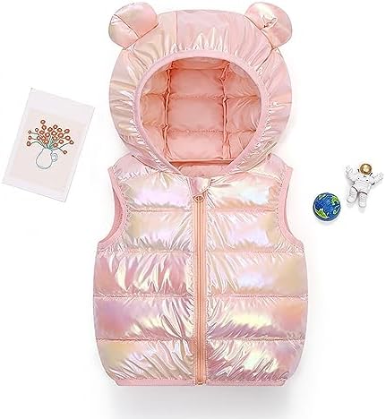 Gilet Sans Manches Enfant Avec Capuche à Oreilles D'ours - Matelassé Chaud Pour Hiver - Fermeture éclair - Taille Tout-petit - 7
