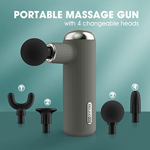 Relaxigo Pocket Sized Massage Gun, Travel Massage Gun, Mini Massage Gun, Portable Percussion Muscle Massager, Small & Quiet With Carry Case, Portable, Pain Relief Gift (Classic Grey) #TOP3