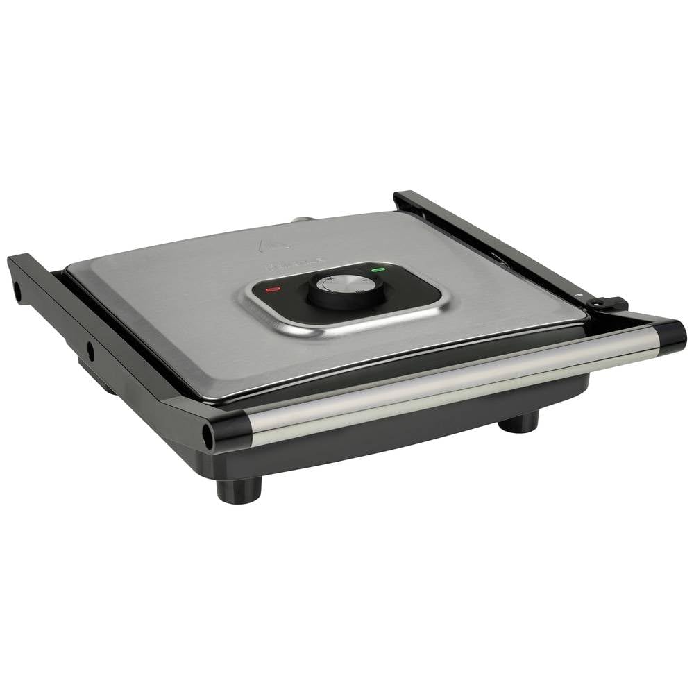 Tristar GR-2858 Parrilla de contacto, superficie de 30 x 26 cm, termostato ajustable en la tapa, bandeja recoge grasa, almacenamiento horizontal y vertical, recubrimiento antiadherente, 2000 W